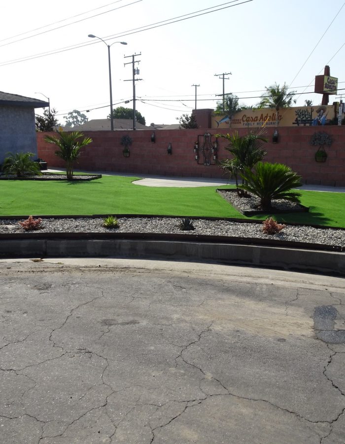 Installation of Artificial turf, planters and plants 