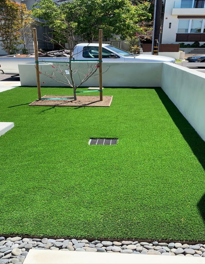 Installation of Artificial turf, planters, tree and irrigation system 