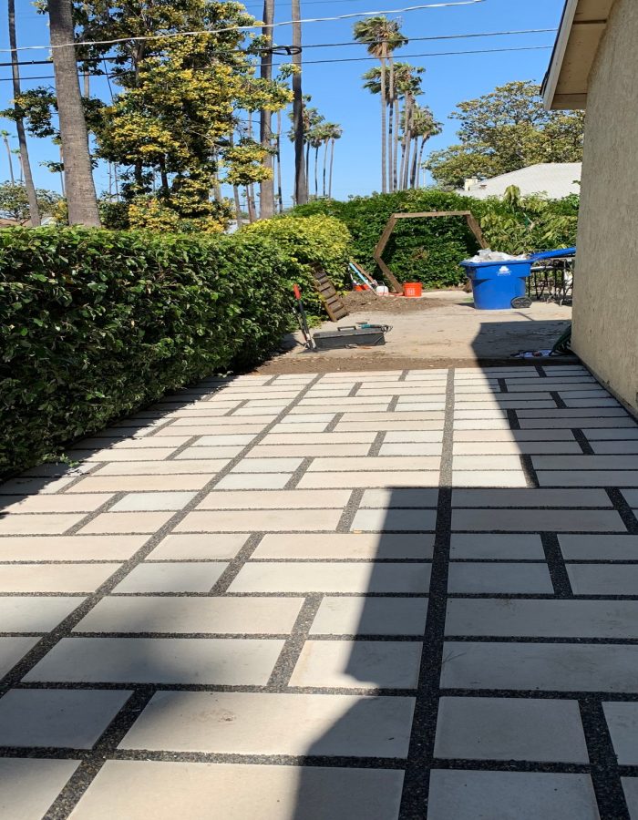 Installation of sod and stepping stones 