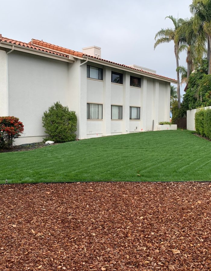 Installation of sod and wood chips